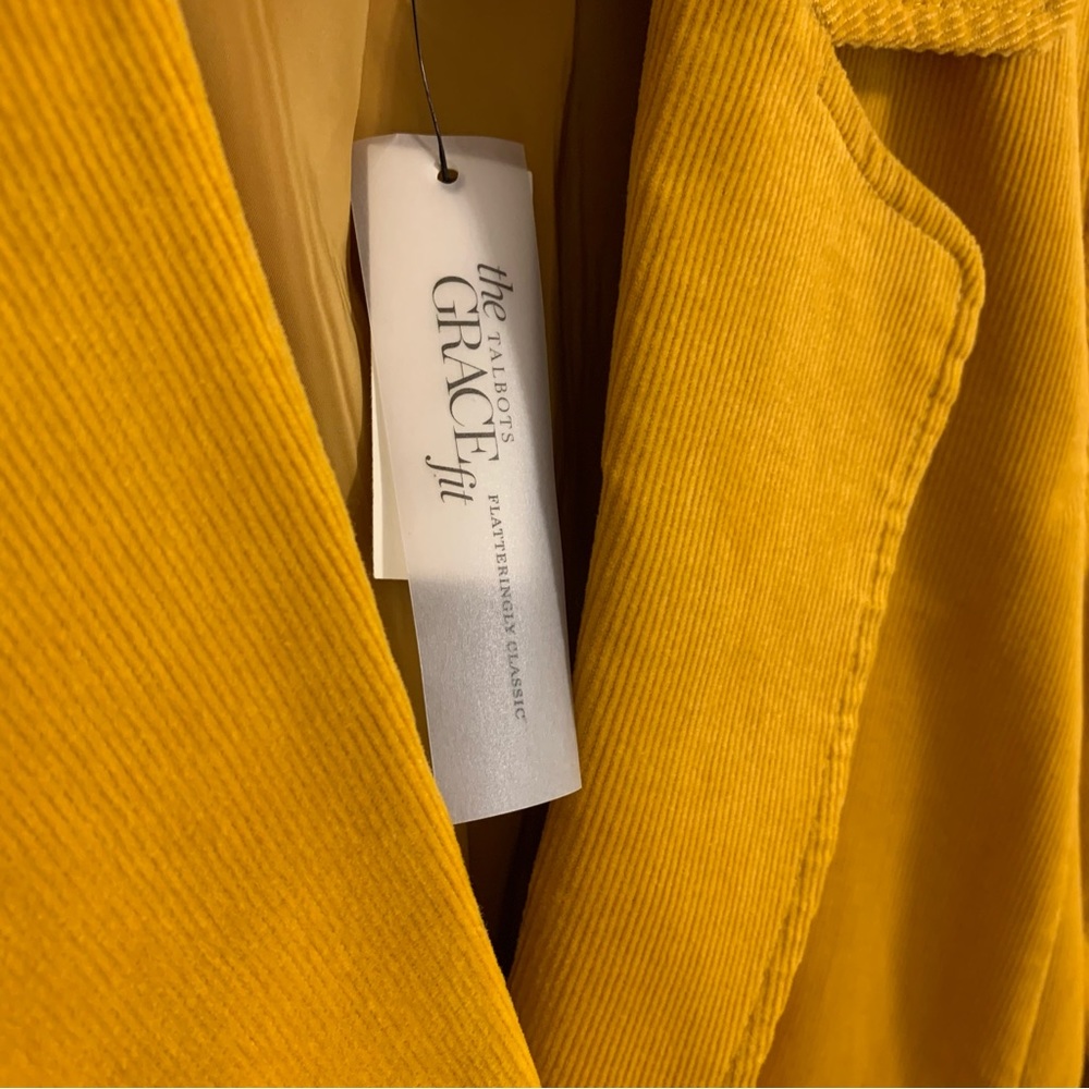 NWT Talbots Dual Button Corduroy Blazer in Mustard Yellow, Size 12 - Picture 4 of 12